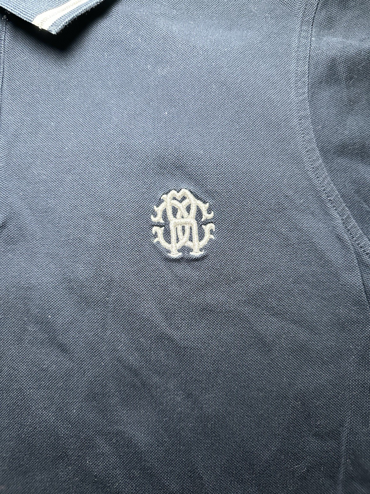 Vintage Y2K Roberto Cavalli Navy Logo Polo Shirt Sz L Preppy Academia Hologram