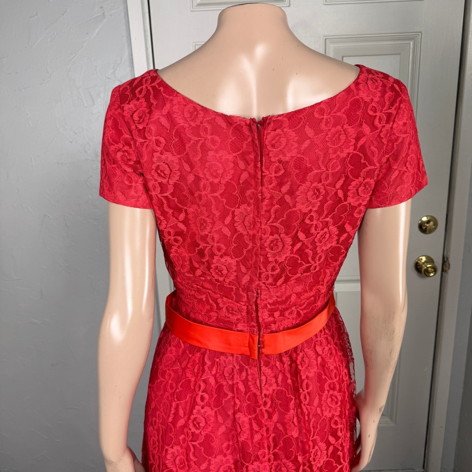 Vintage 70s 80s Party Dress Formal Lace Maxi Evening Taffeta Long W24