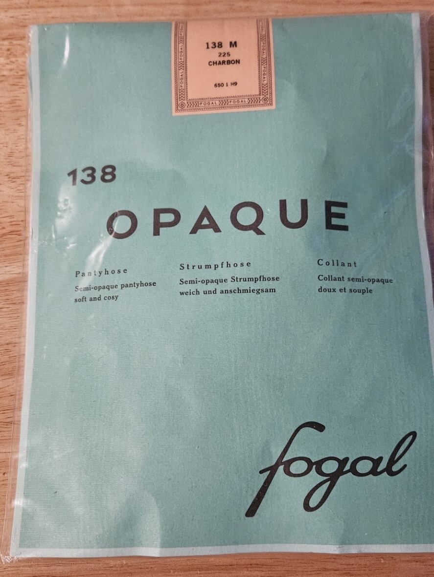 Vintage Fogal Opaque Charbon (Black) #138 M Pantyhose Made in Switzerland NOS