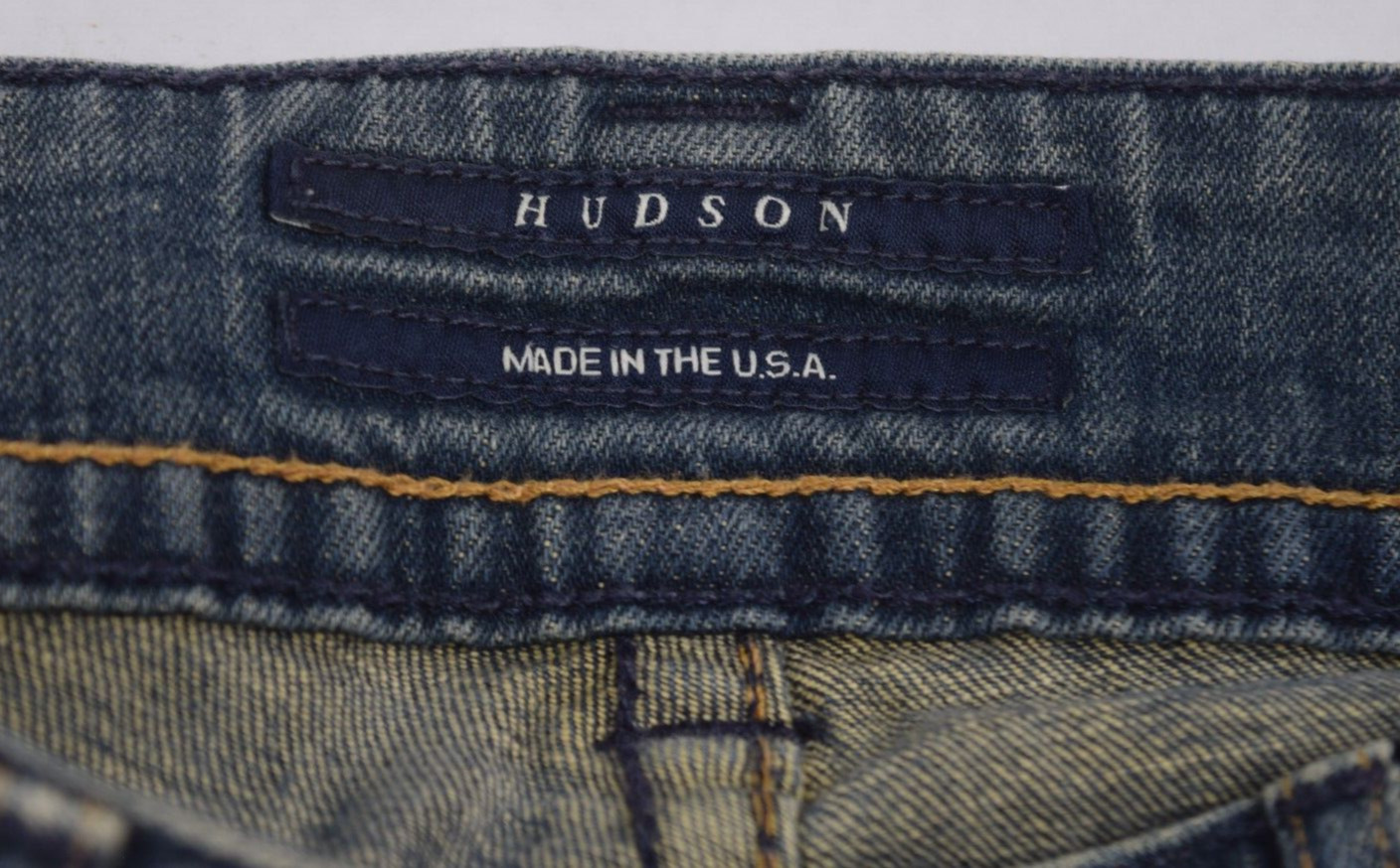 VTG Jeans Hudson Size 26 x 32 S/M 90s Med Blue Fading Low Rise Flared Made USA