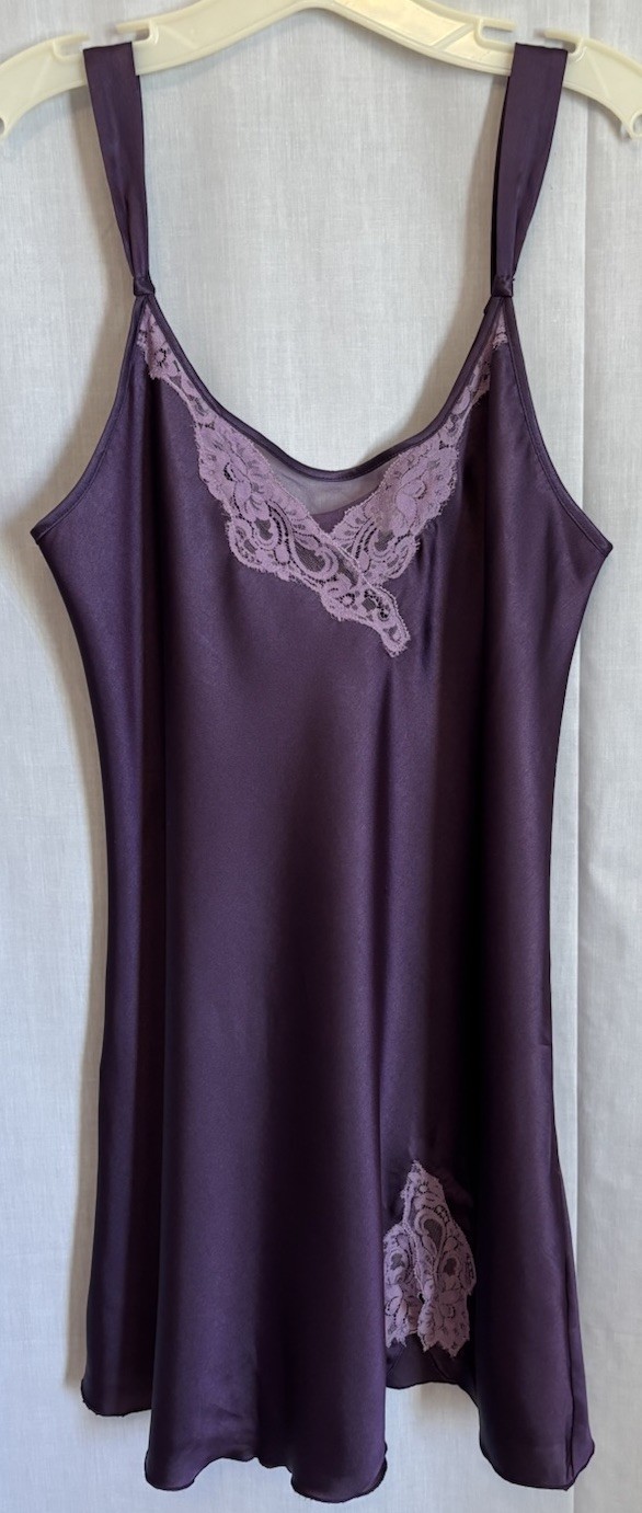 Vintage Inner Most Purple Chemise Liquid Satin Babydoll Nightgown Medium