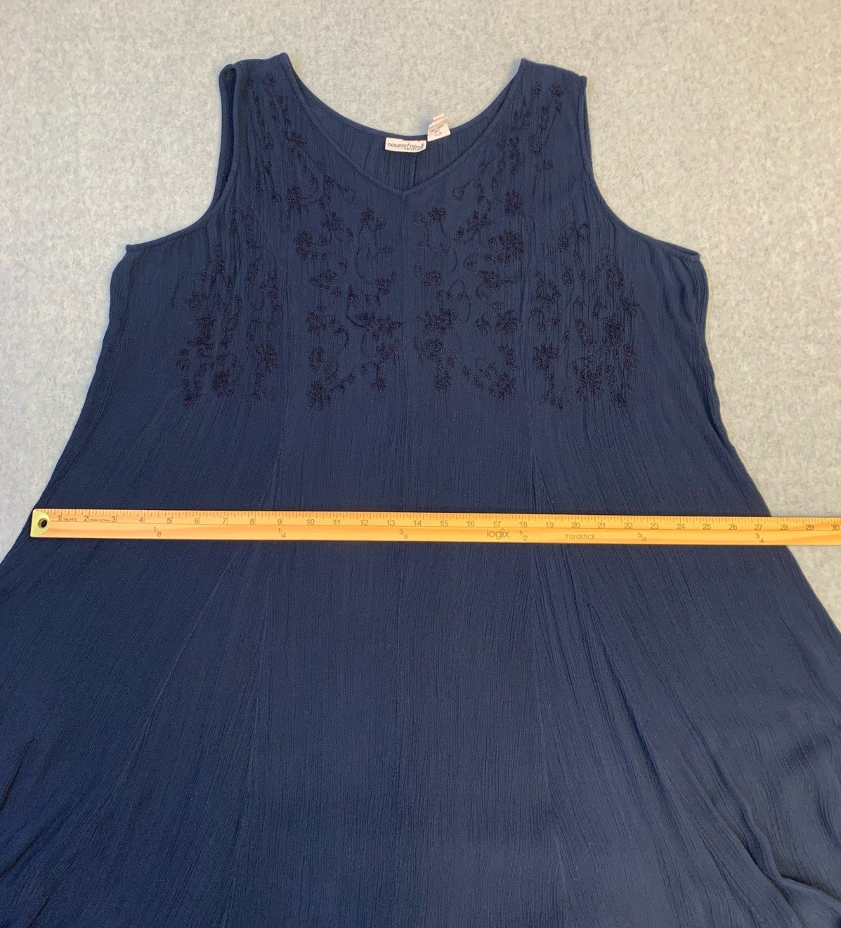 VTG Newport News Maxi Dress Womens 3X Blue Sleeveless Beachy Coastal Vacation