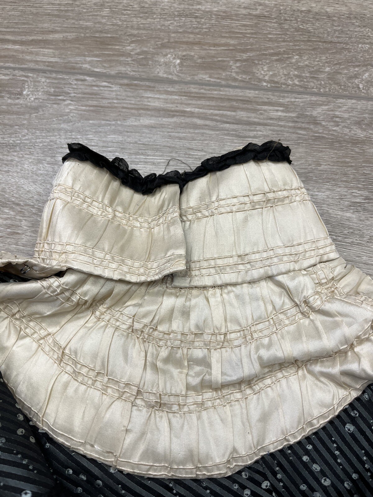 Antique Victorian Black Silk Jacquard Bodice Stripes and Bubble Pattern AS IS