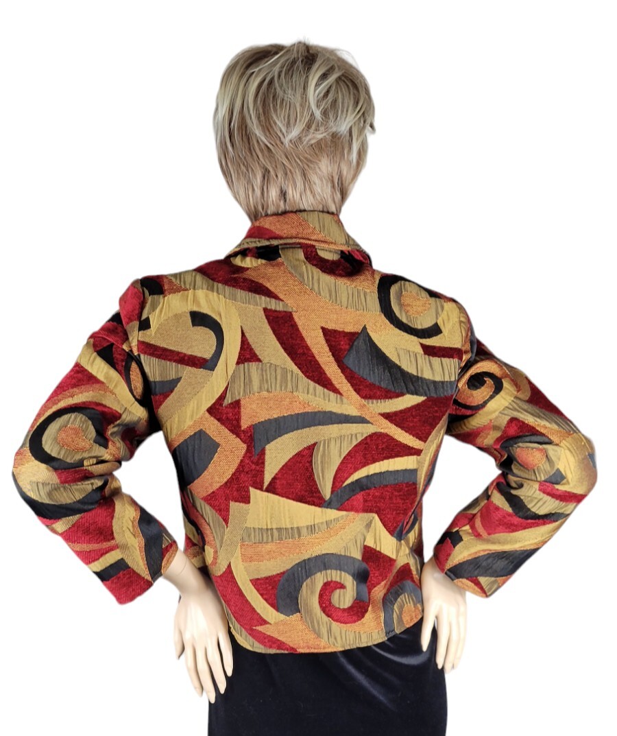 Vintage Painted Pony Uniquely USA Cropped Abstract Velvet Tapestry Jacket Size M