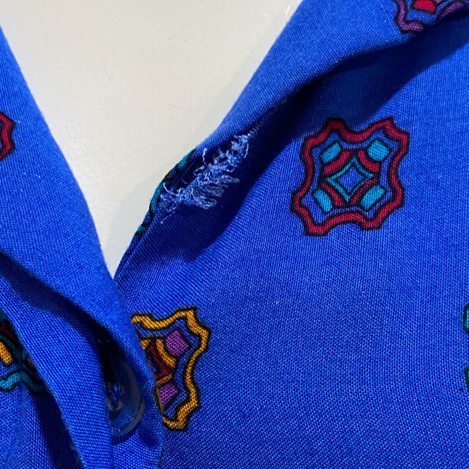 Vintage Malouf Dress Women’s 14 Average Blue Floral Rayon Pockets Belt Midi