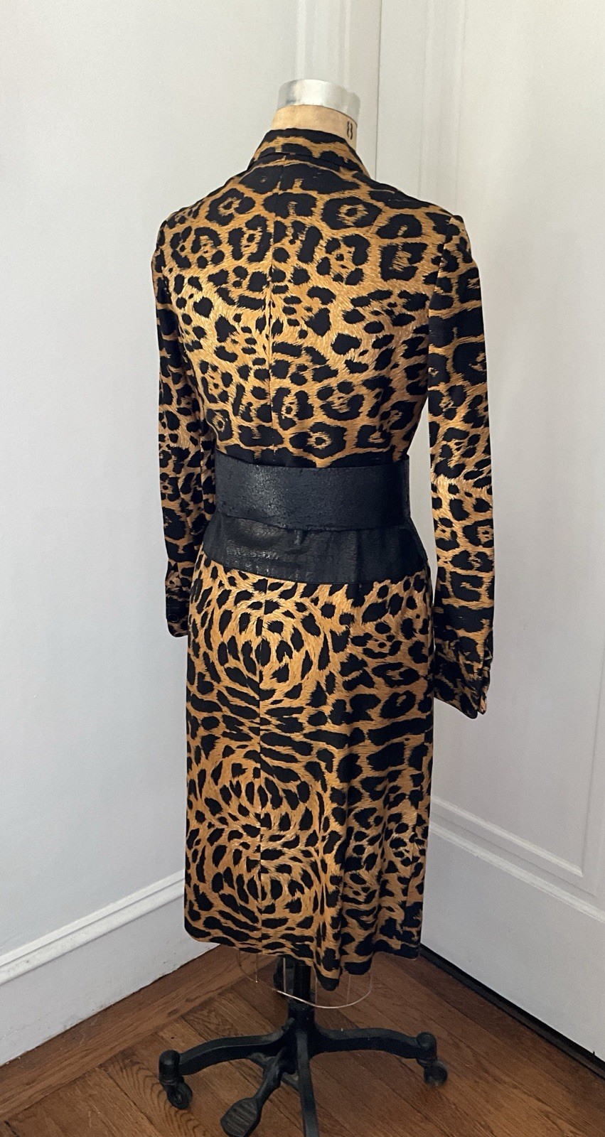 Vintage 1960’s Lanvin Leopard Print Silk Dress with Wide Belt