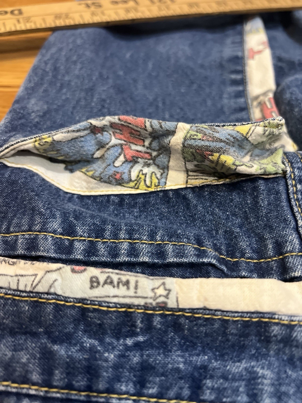 Rare VTG 80s Women’s Gasoline Jeans Comic Strip Accented Pockets/ Snap Buttons