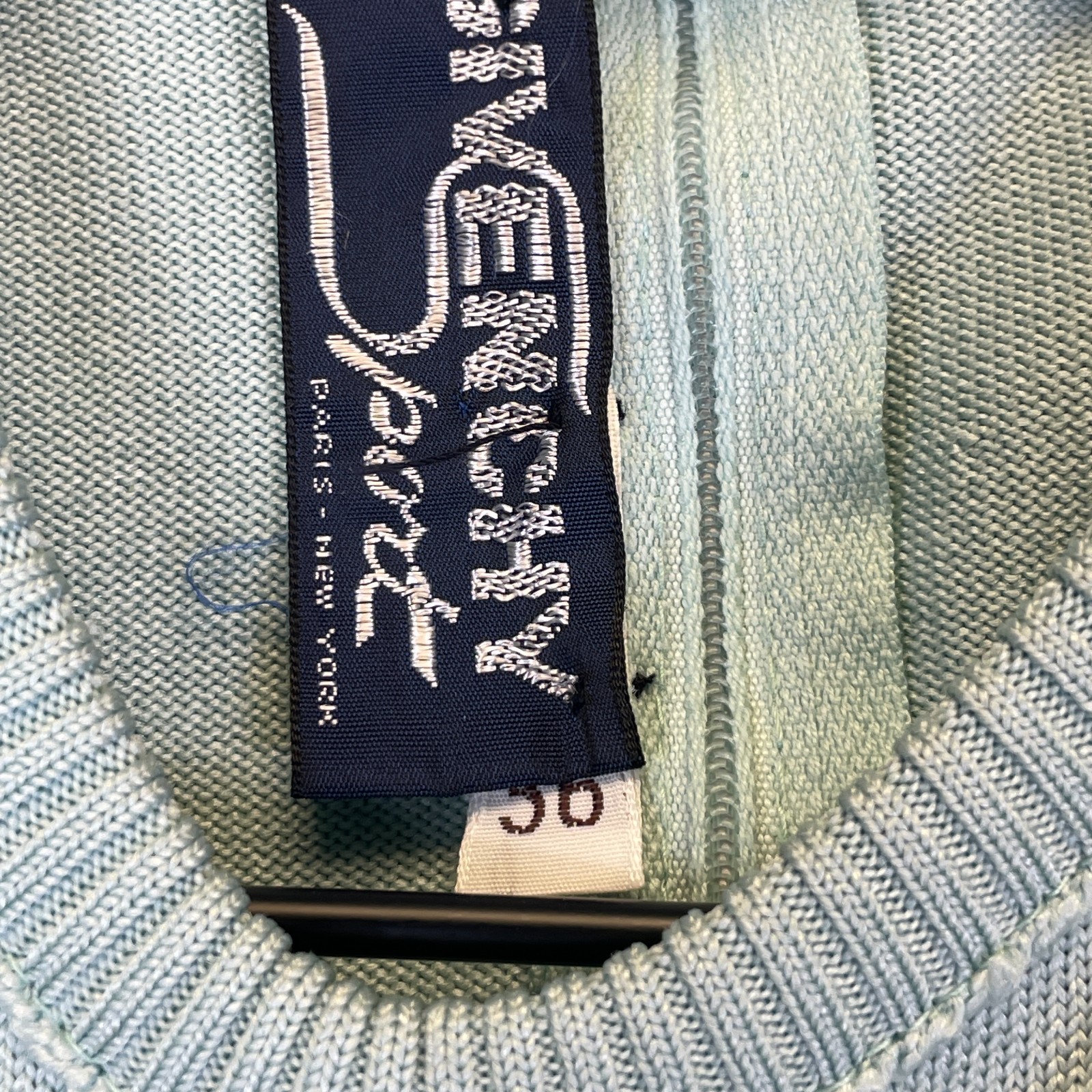 Vintage 1970s Givenchy Sport Designer Aqua Striped Sweater Top Size 36 Talon Zip