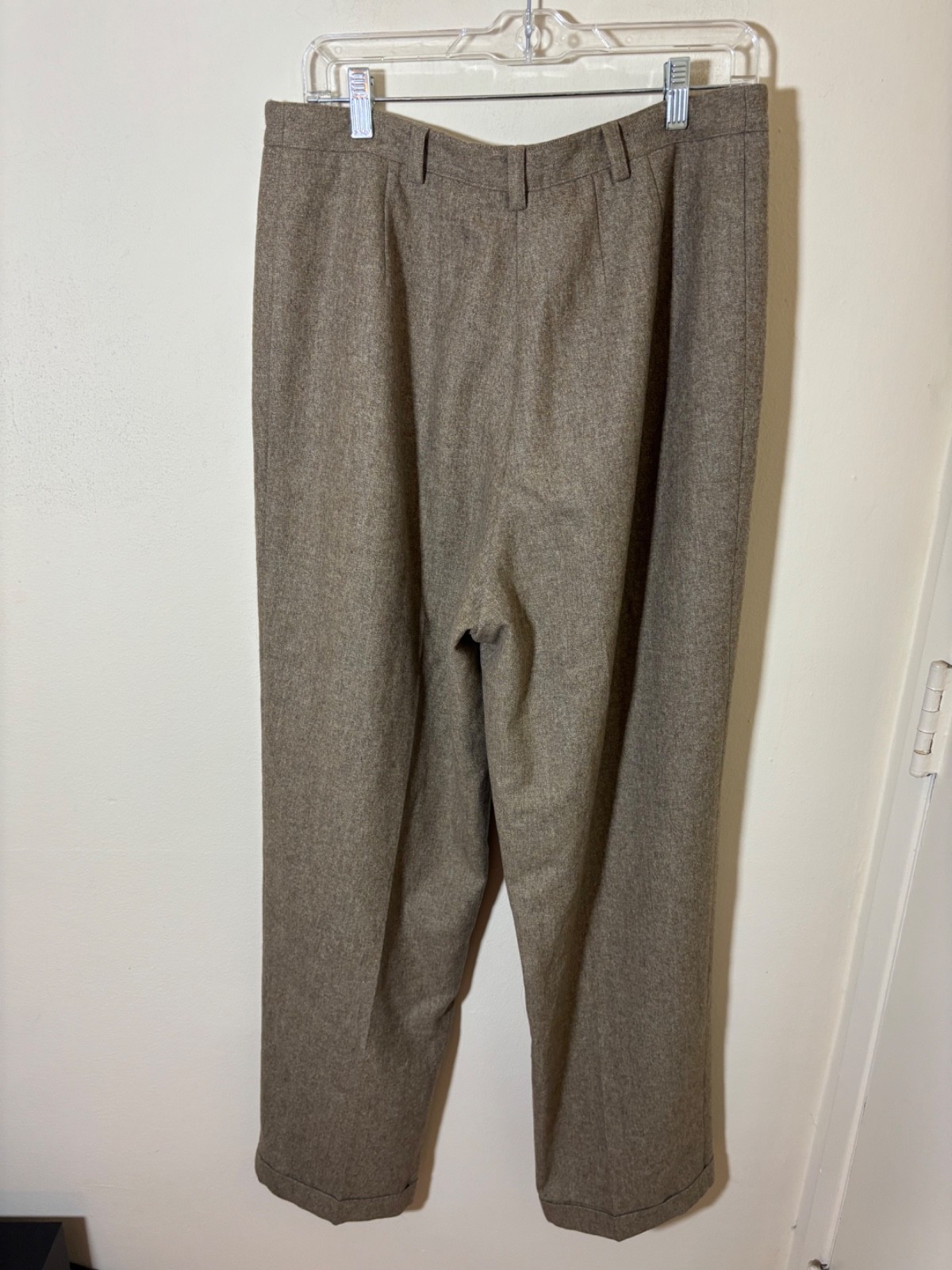 Vtg 70s 80s Pants 14 COMPANY ELLEN TRACY Wool Tweed Pleat Menswear Hepburn Cuff
