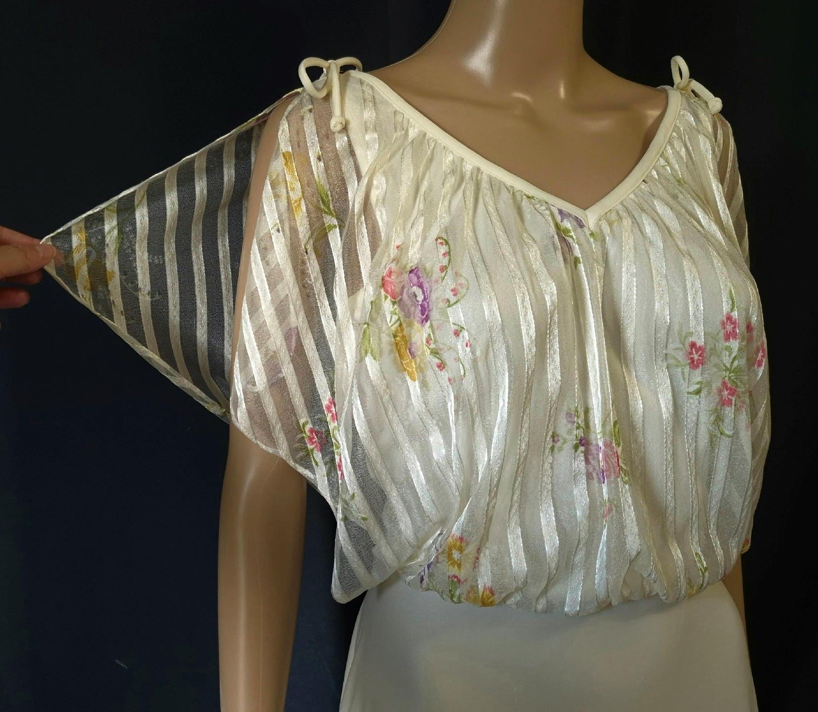 BOHEMIAN vintage 1970s FLOATY CHIFFON & DRAPED JERSEY MAXI DRESS – S