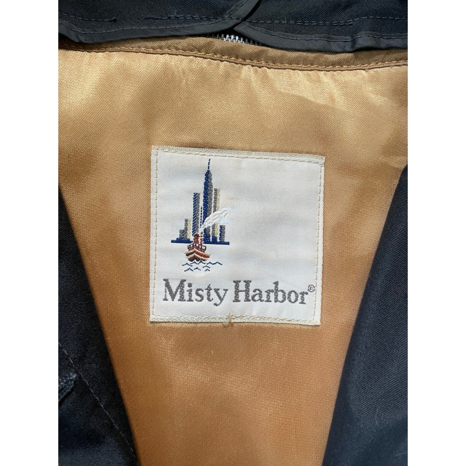Misty Harbor Womens 14 Reg Trench Coat Beige Vintage Belted ILGWU Made in USA