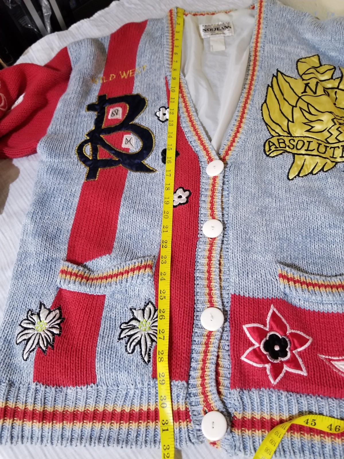 Vintage Absolutely NO! JEANS Knit Cardigan (As-Is / With Damage)