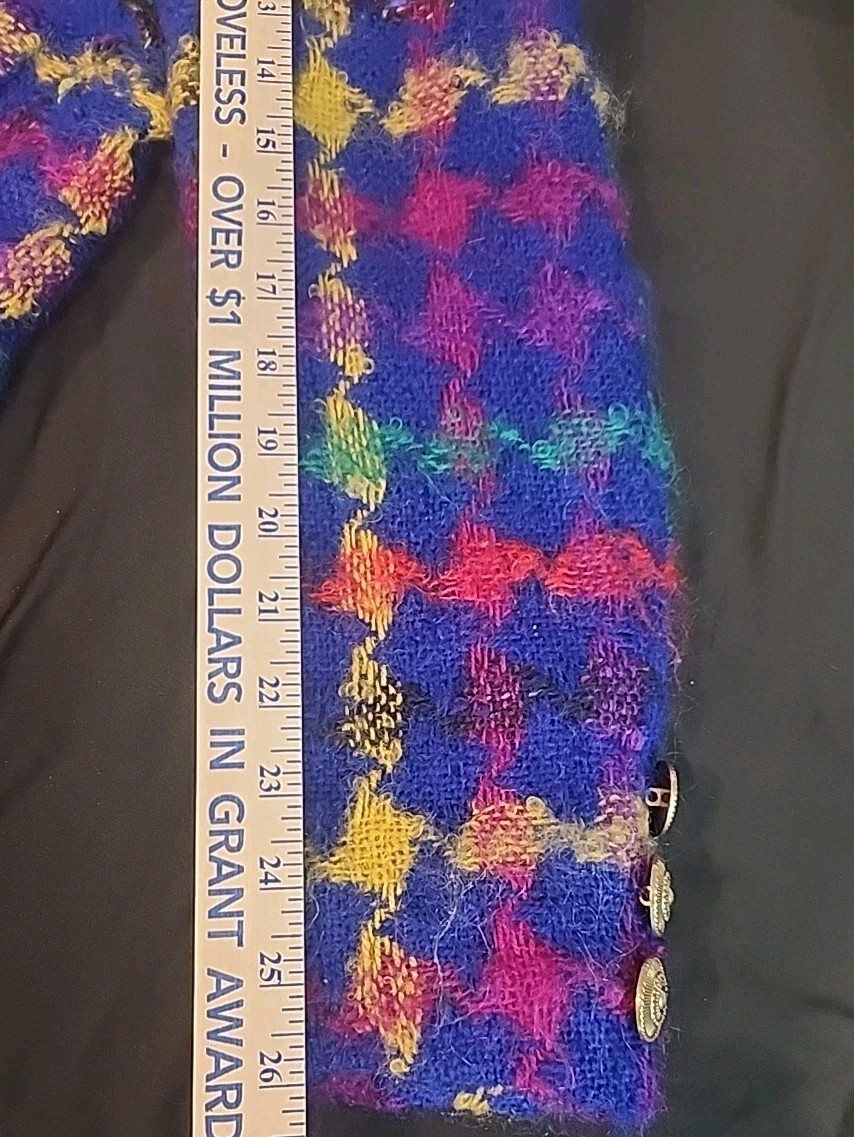 Vintage Herbert Grossman Colorful Plaid Mohair Wool Blazer Size 12 USA