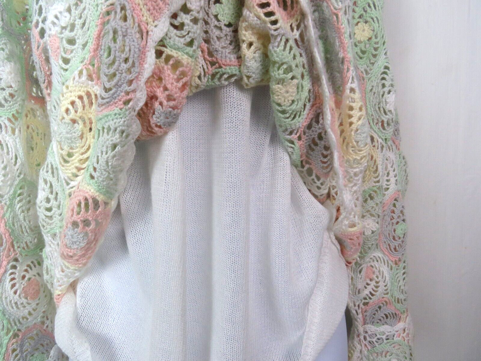 VTG 1980s BFA CLASSICS CROCHETED FLORAL TOP SIZE MEDIUM COTTON RAMIE LINED