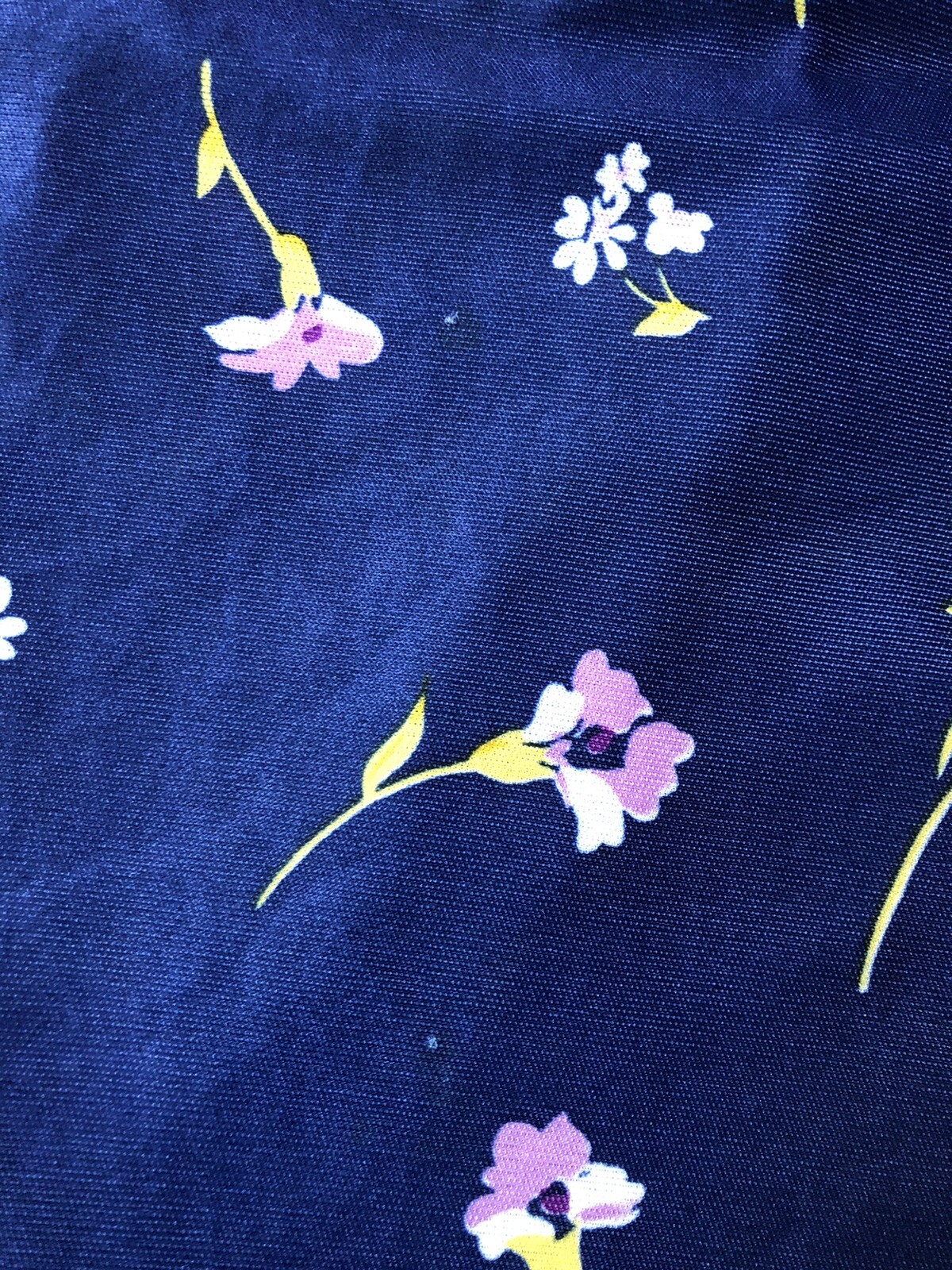 Vintage ‘70s Floral Tunic Top Keyhole Tie Neckline Blue Polyester Retro XL