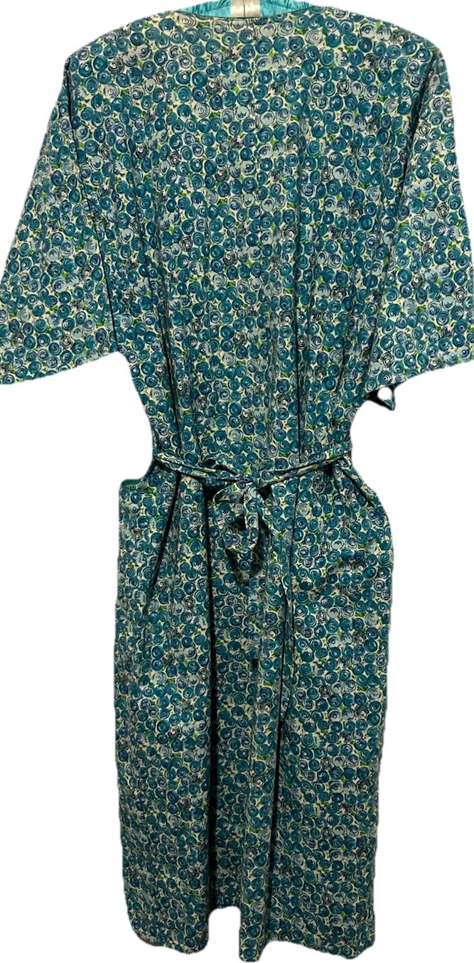 Vintage 50s Palmers Reine Austria Cotton Day Dress S Turquoise Floral True Wrap