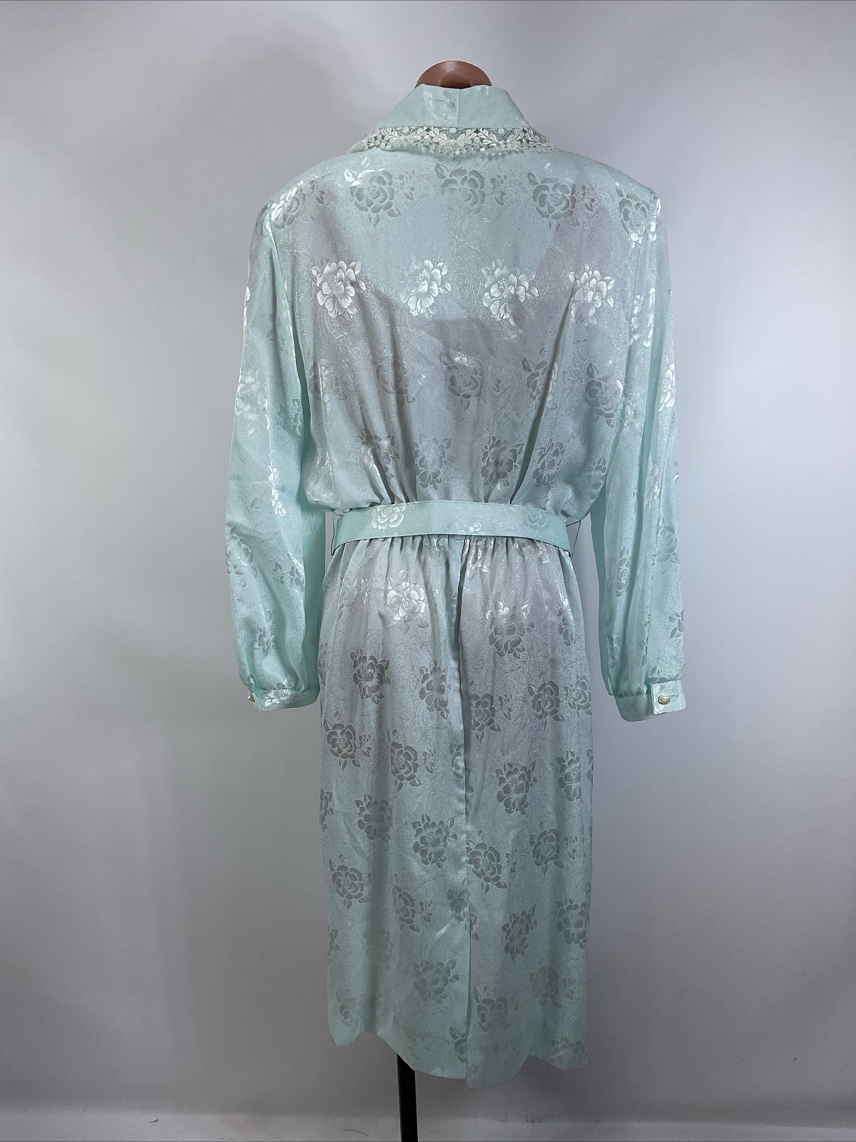 Vintage Victoria Morgan Floral Dress Secretary 80s NOS Belted Shiny Cottagecore