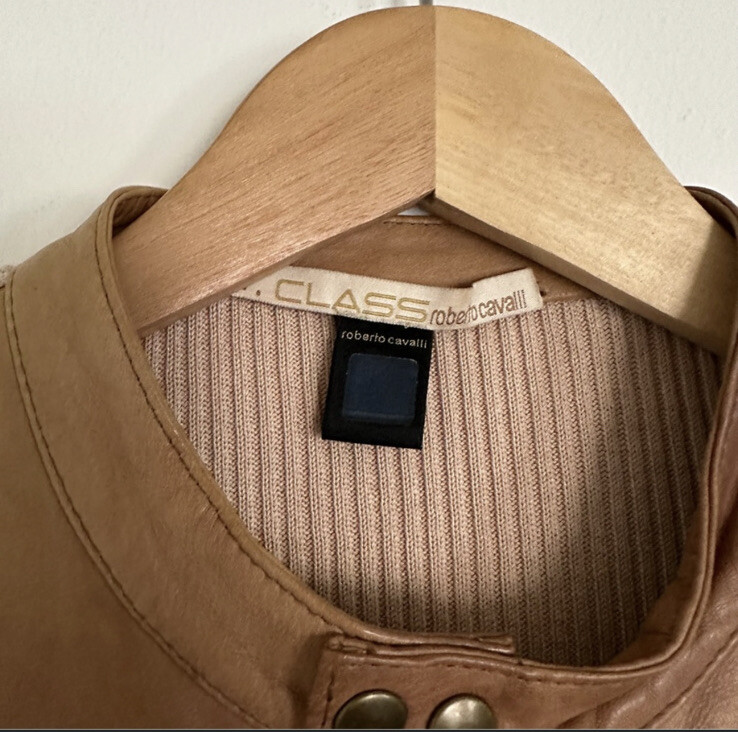 Vintage ROBERTO CAVALLI Lambskin Leather Jacket Y2K Cavalli Class Size 8