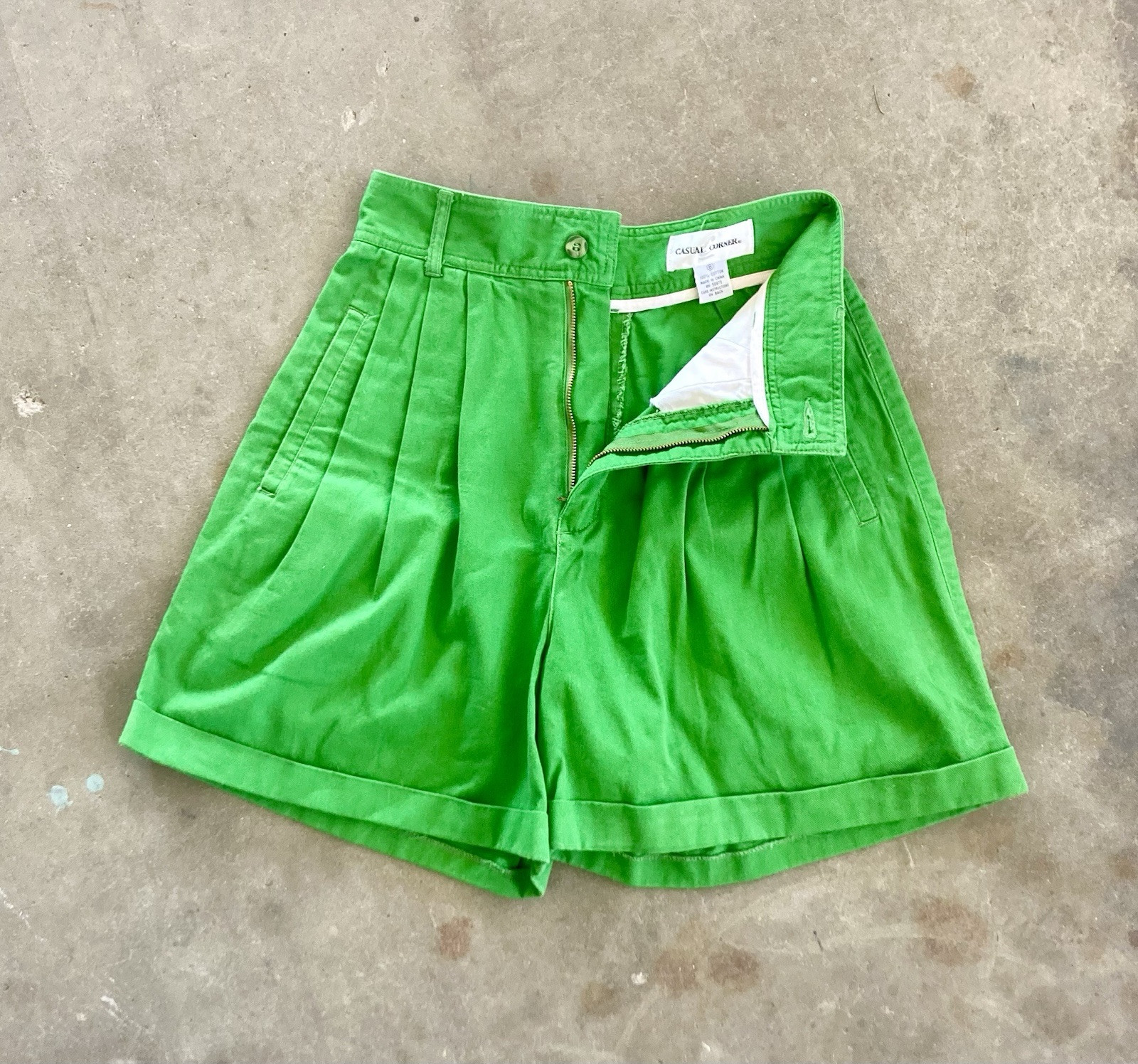 Vintage 80s Green Cotton High Waisted Shorts Tag Size 8 Spring St. Patrick’s Day