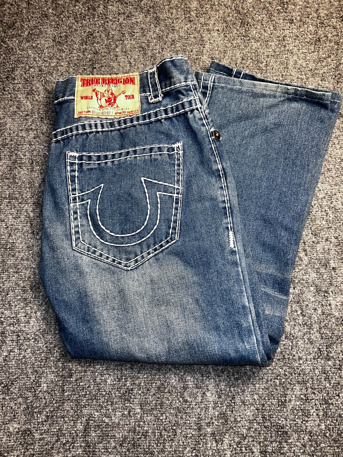 True Religion Billy Super T Jeans Womens 28X30 USA Made Y2K Dark Wash