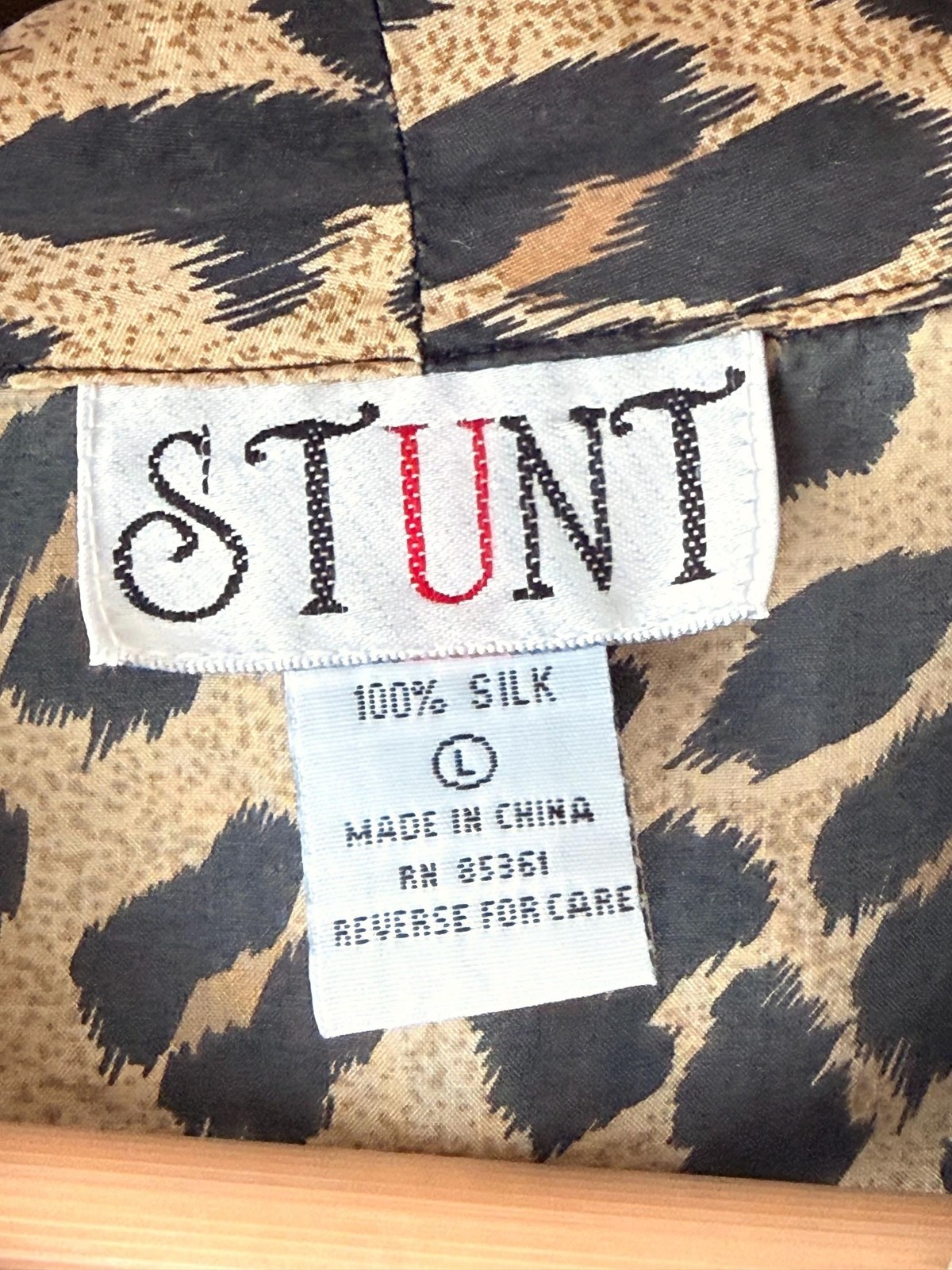 Vintage 90s Leopard Print 100% Silk Blouse Button Front Animal Print Top Large