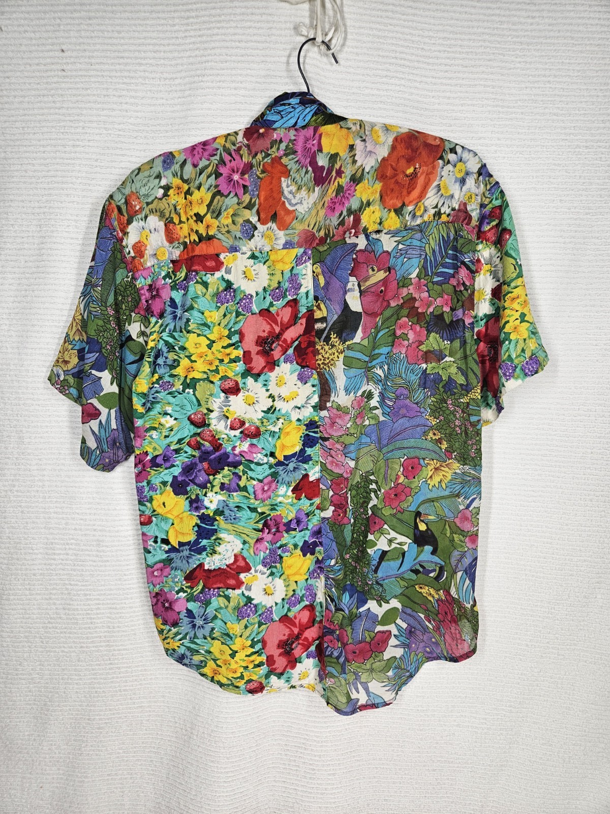 Vintage Patchwork Shirt Sheer Floral 1990s Outback Red 100% Cotton Medium India