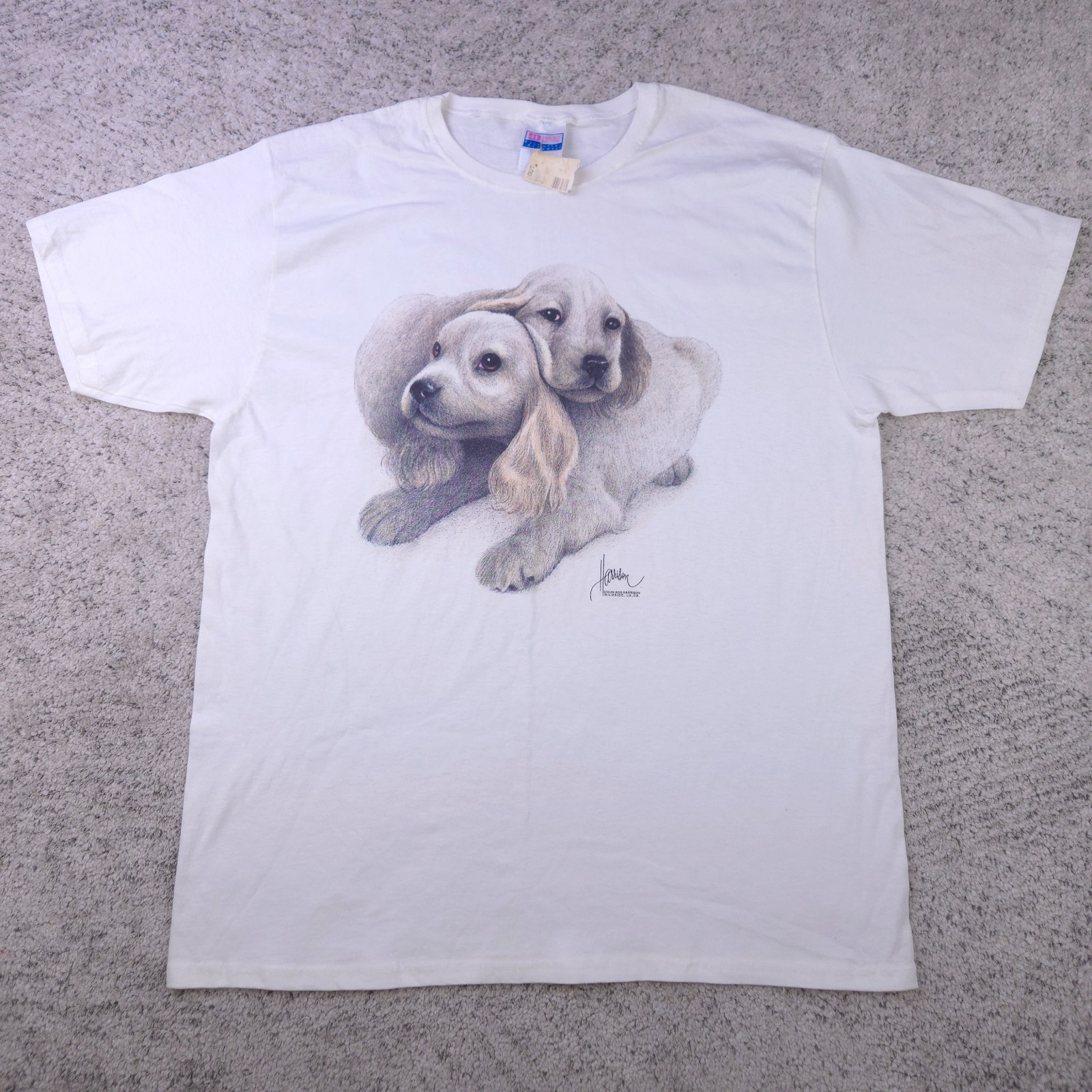VTG Cocker Spaniel T-Shirt Womens XL Puppies Dog Bob Harrison Puppy Top 90s NWD