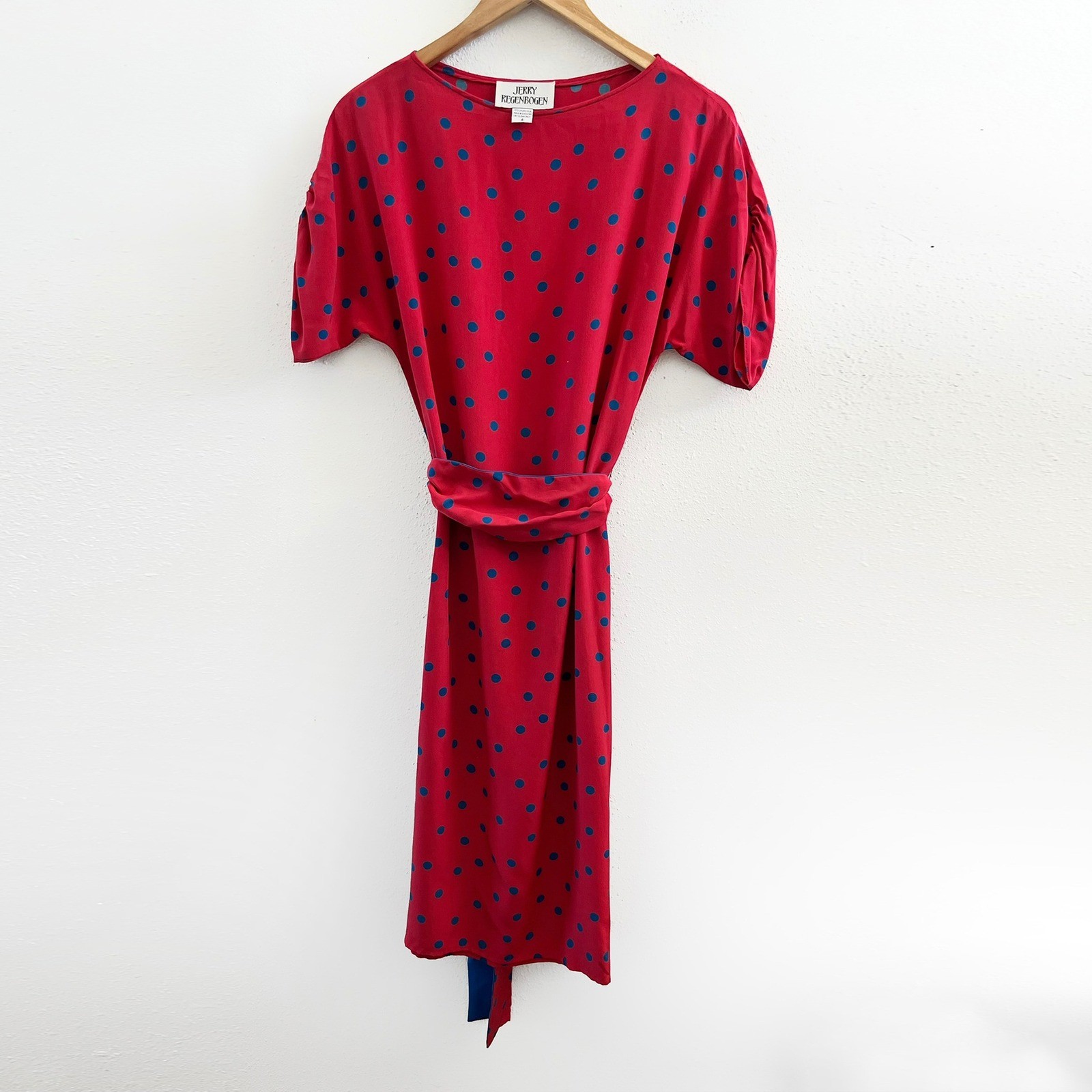 JERRY REGENBOGEN Polka Dot 100% Silk Dress Size 4