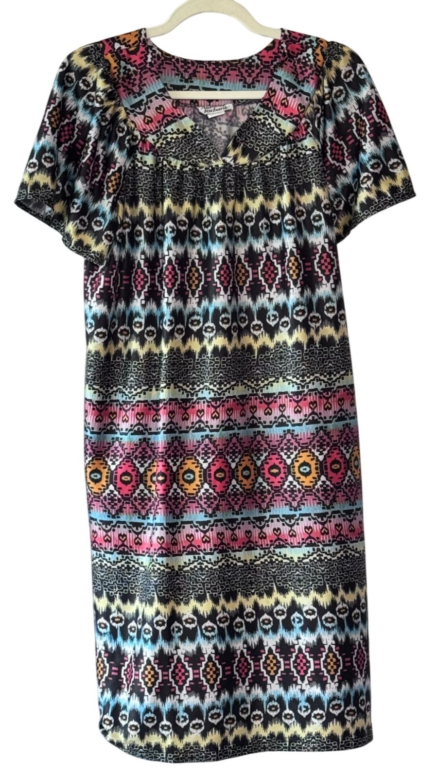 Anthony Richards Housedress Size Medium Tribal Aztec Print Lounger Muumuu With P