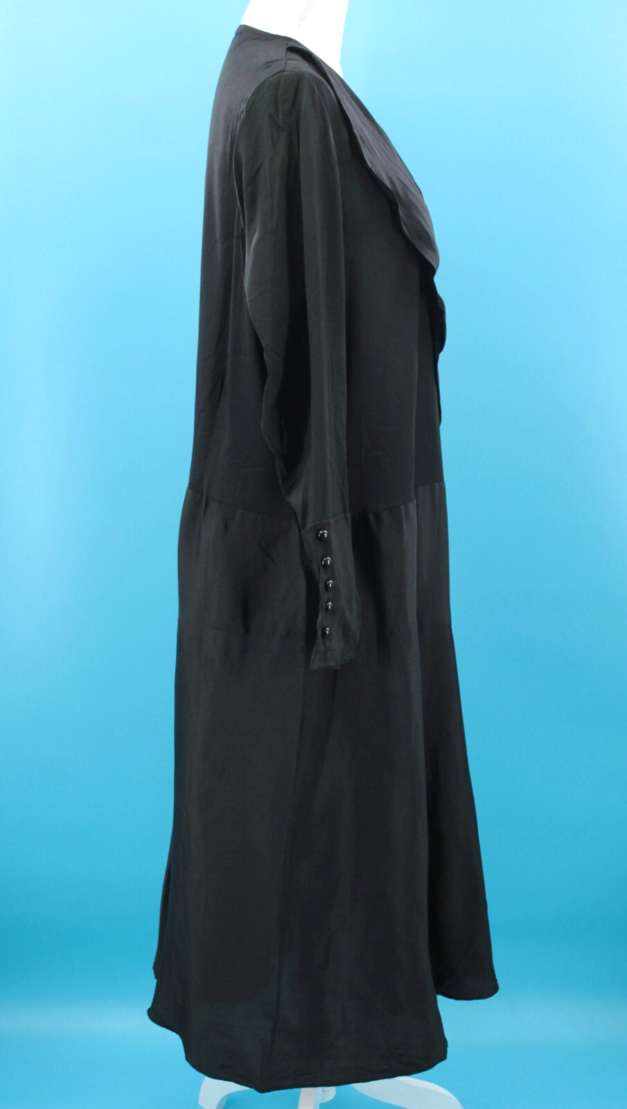 VTG Women’s 20s Black Button Front Drop Waist Dress Sz M 1920s Gown