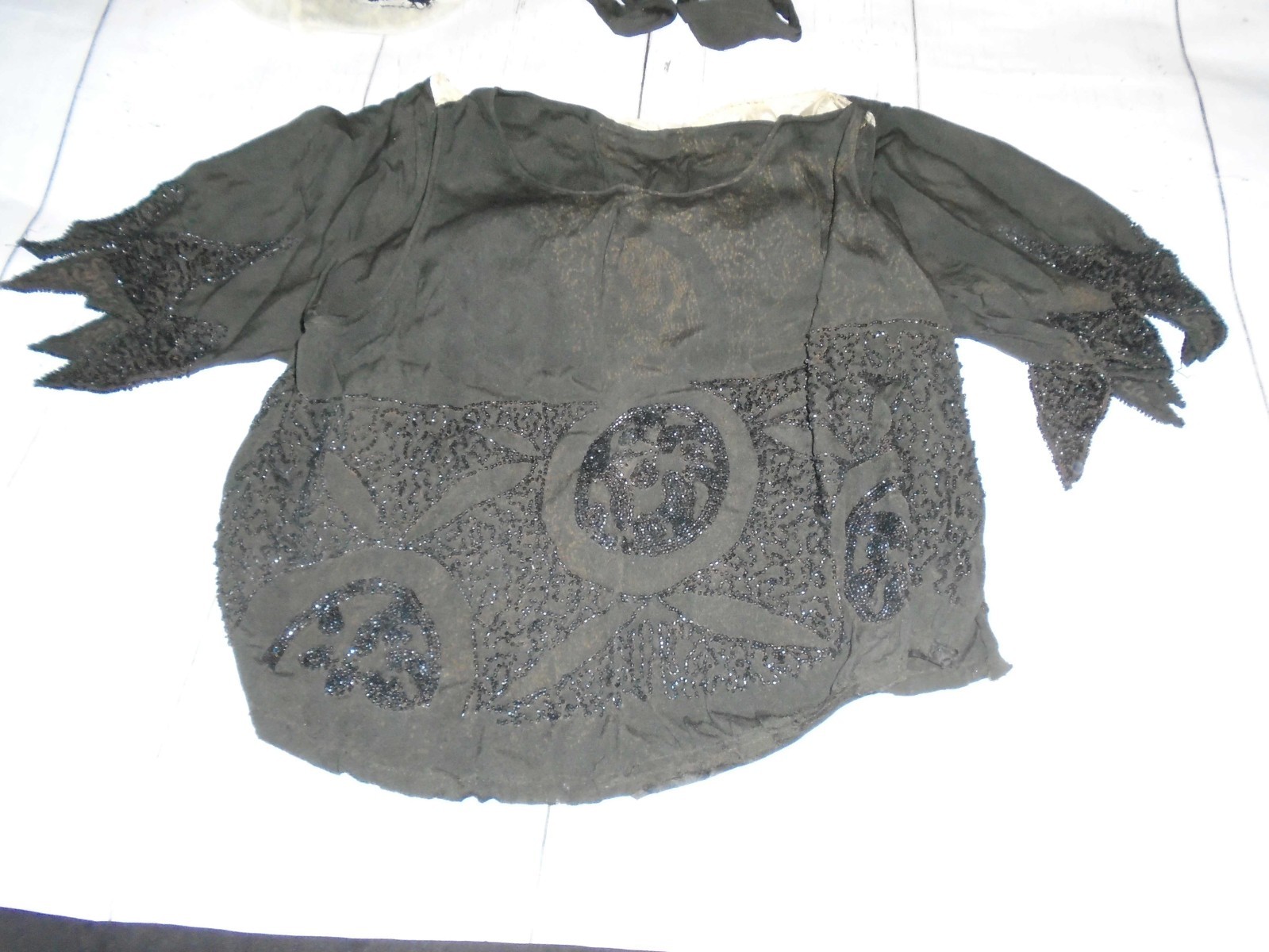 Two Piece Silk Crepe BEADED Antique Victorian Flapper Women’s Blouse Top