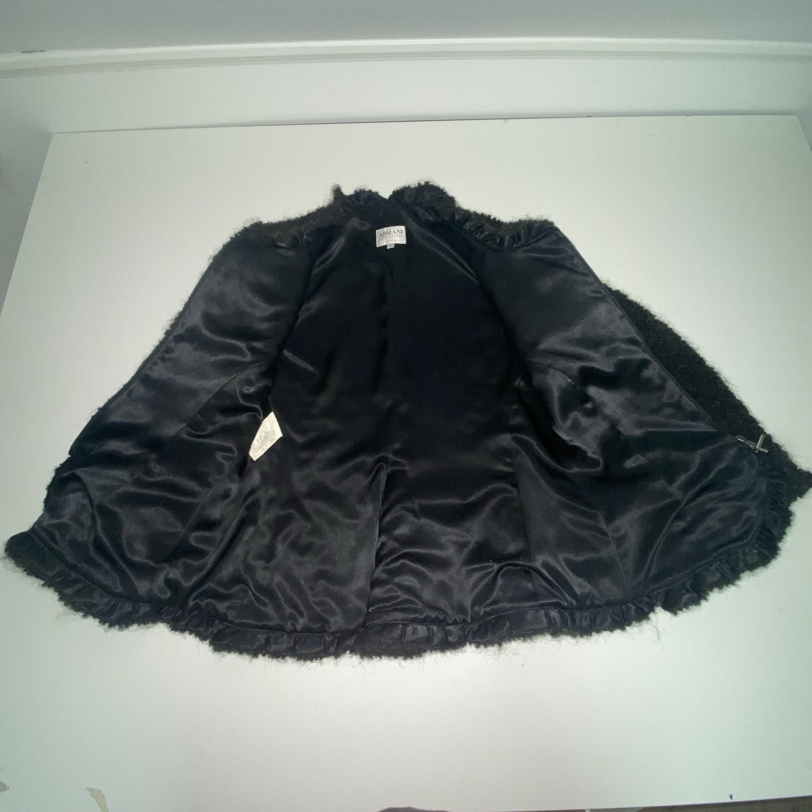 Armani Collezioni Jacket Alpaca Wool Blend Zip Textured Black Womens Size 10