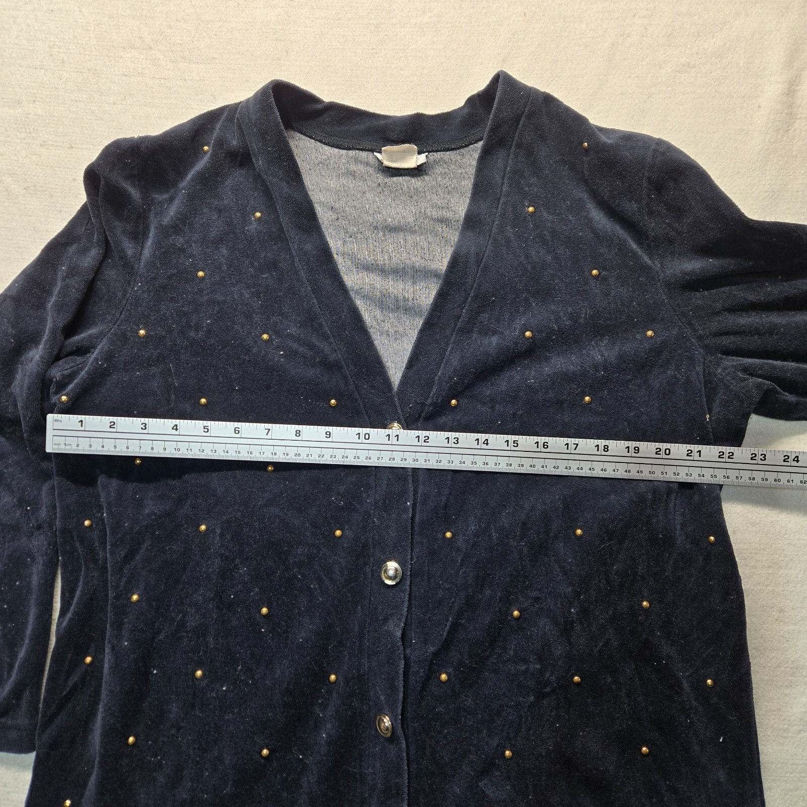 Fashion Formulas Black Gold Beaded Button Up Sweater Adult Women’s Size XL