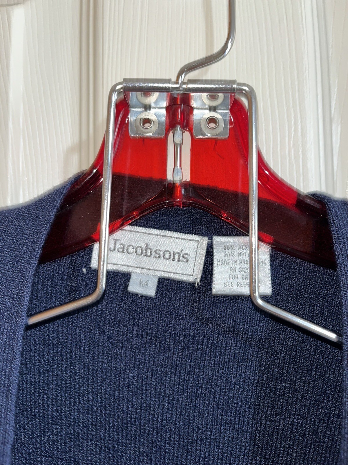 Jacobson’s Navy Blue Knit 3 Piece Pant Set Cardigan Shell Gold Buttons women’s M