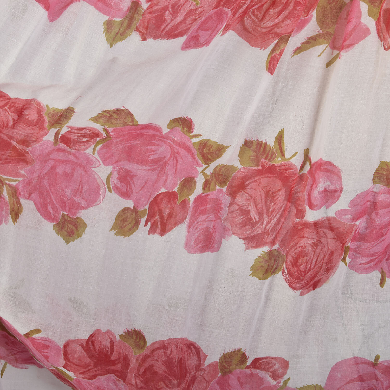 XXS 1950s Sleeveless Pink Novelty Rose Print Flowy Summer Cotton Vintage Dress