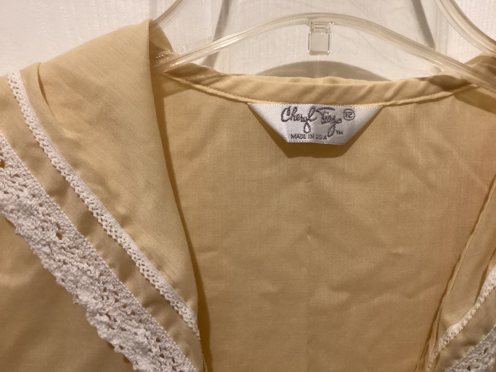 Vtg 80s Handkerchief Collar Blouse Size M Cheryl Tiegs Cream Cottage Core