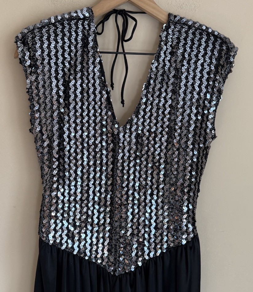 Vintage Disco Jumpsuit Glenrob 1970s 1980s Sequin Womens Size 8 10