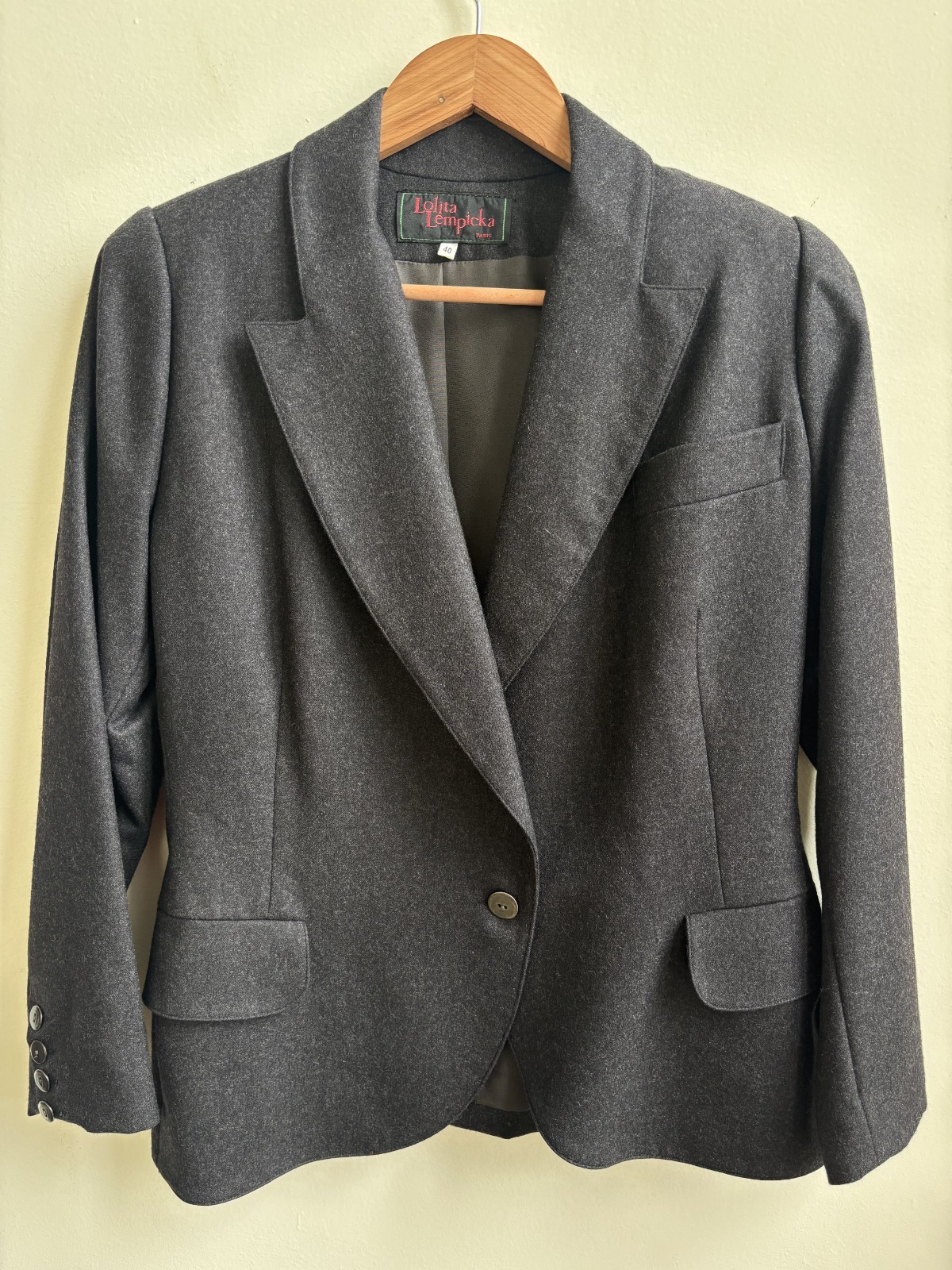 Lolita Lempicka Paris Wool Blazer — Women’s FR 40, Dark Grey, Cinch Back