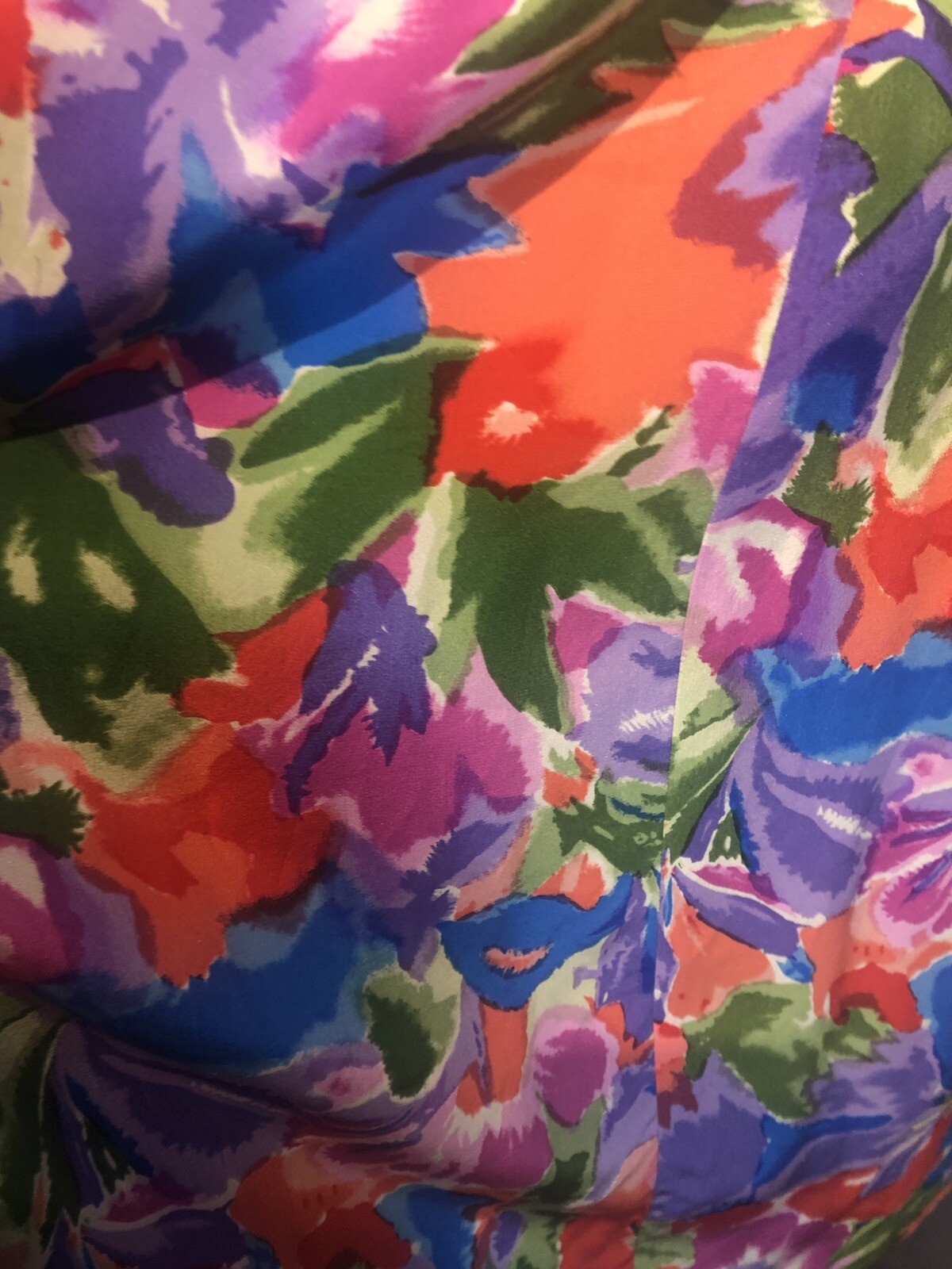 Vtg 80s HORCHOW Silk Floral Dress Size 8 Pouf Sleeves