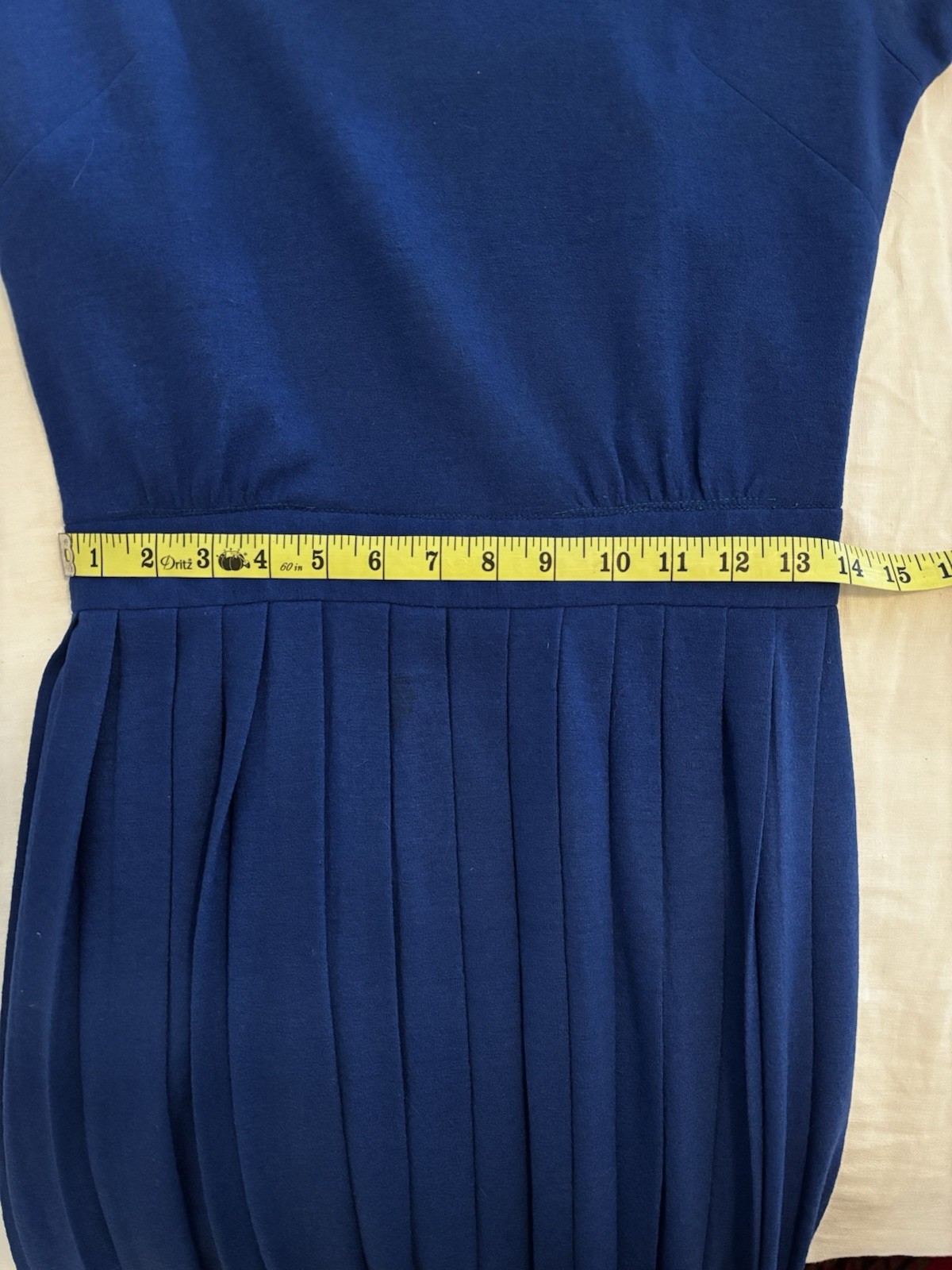 Vintage 1950’s R&K Originals Wool Dress With Pleated Skirt Cobalt Blue Size 4