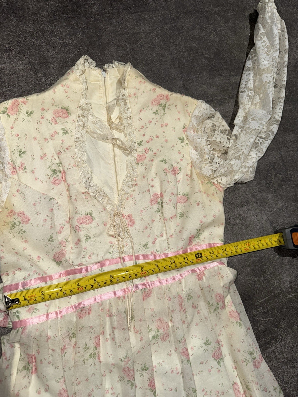 Vintage 60s 70s Boho Floral Peasant Victorian Cottage Core Prairie Dress XS