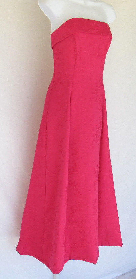 VINTAGE 1980s 90s ROBERTA COCKTAIL PROM DRESS MAGENTA PINK SHAWL FLOWERS