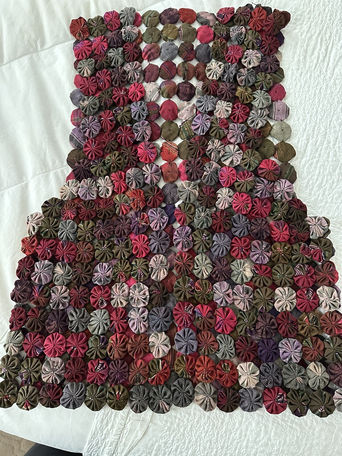 Vtg YoYo Quilt Vest BOHO Hippie DARK Colors Retro Patchwork – Small -Cottagecore