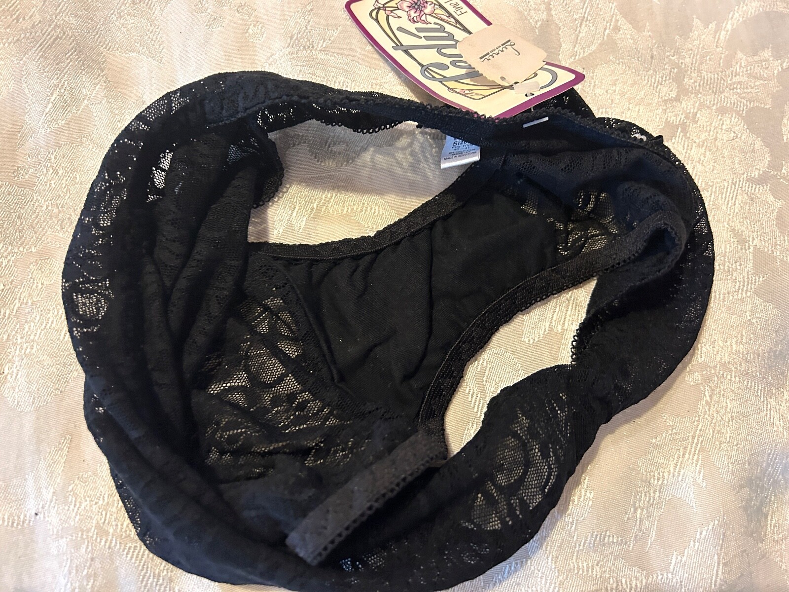 NWT Vtg SEDU’ Fine Lingerie Sheer Raschel Lace Hi Cut Panties Hips 40-41 Size 7