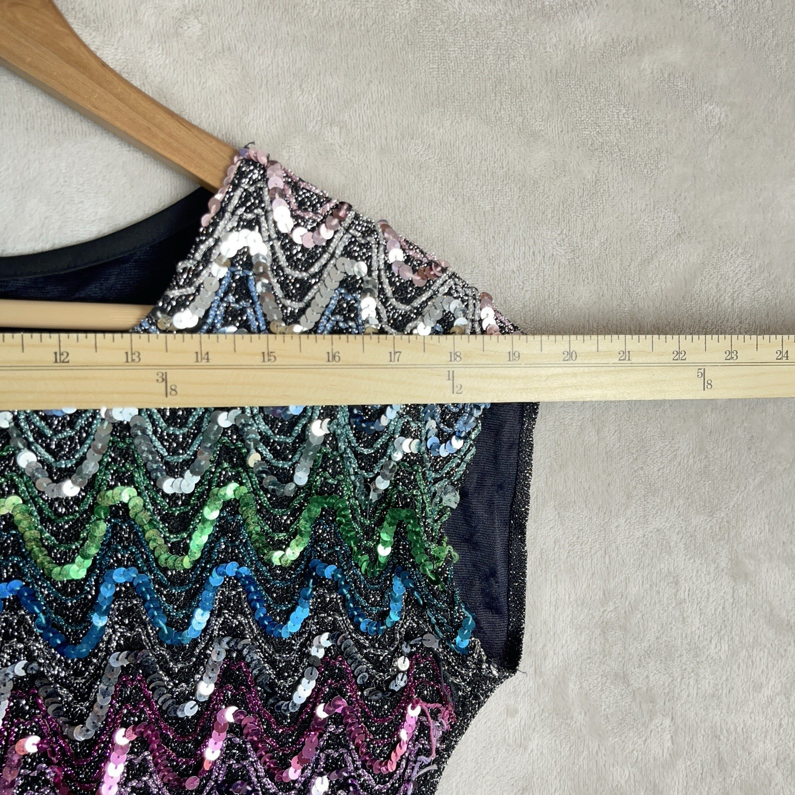 Vintage 70s Rio Rainbow Sequin Blouse Disco Sequin S/M Studio 54 Union Made