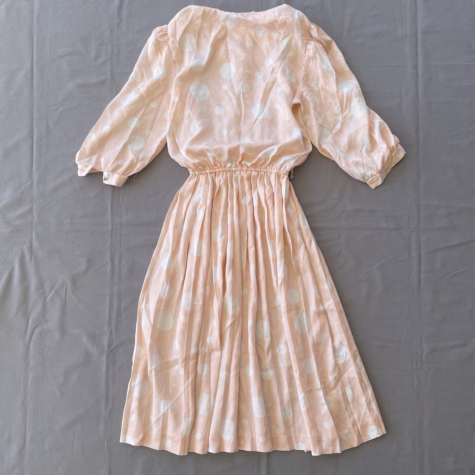 Vintage 1980s Alexis Fashion Inc Pink White Polka Dot Secretarial Dress Size S