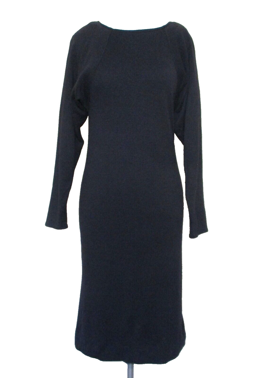 Vintage 80s Oscar De La Renta Dress XS/S Women Black Jersey Knit Dolman Sleeve
