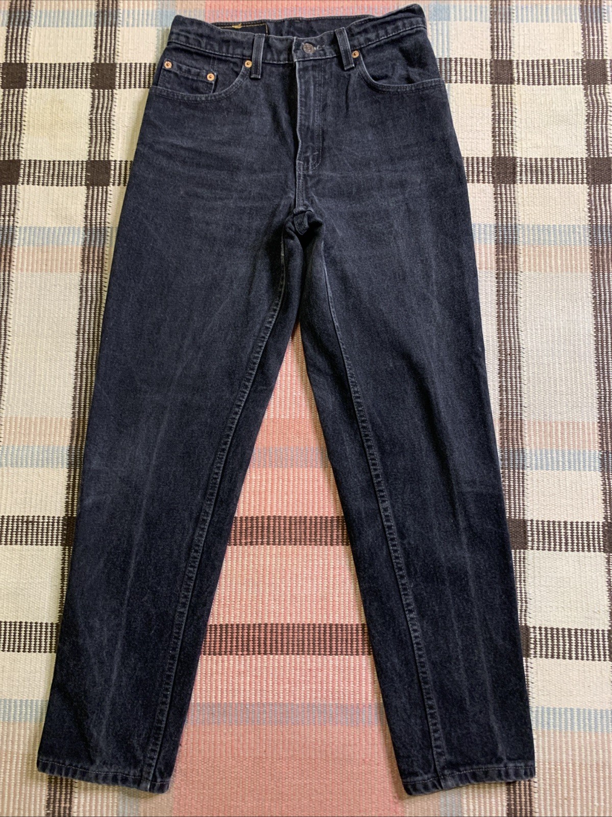VTG USA Levi’s 550 Relaxed Tapered Black Denim Jeans 7 Jr S 27×28.5!!! 6500
