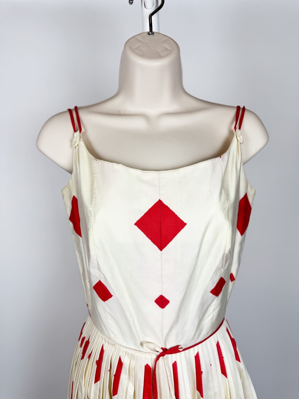 1950s Vintage Red and White Checkered Cotton Swing Dress