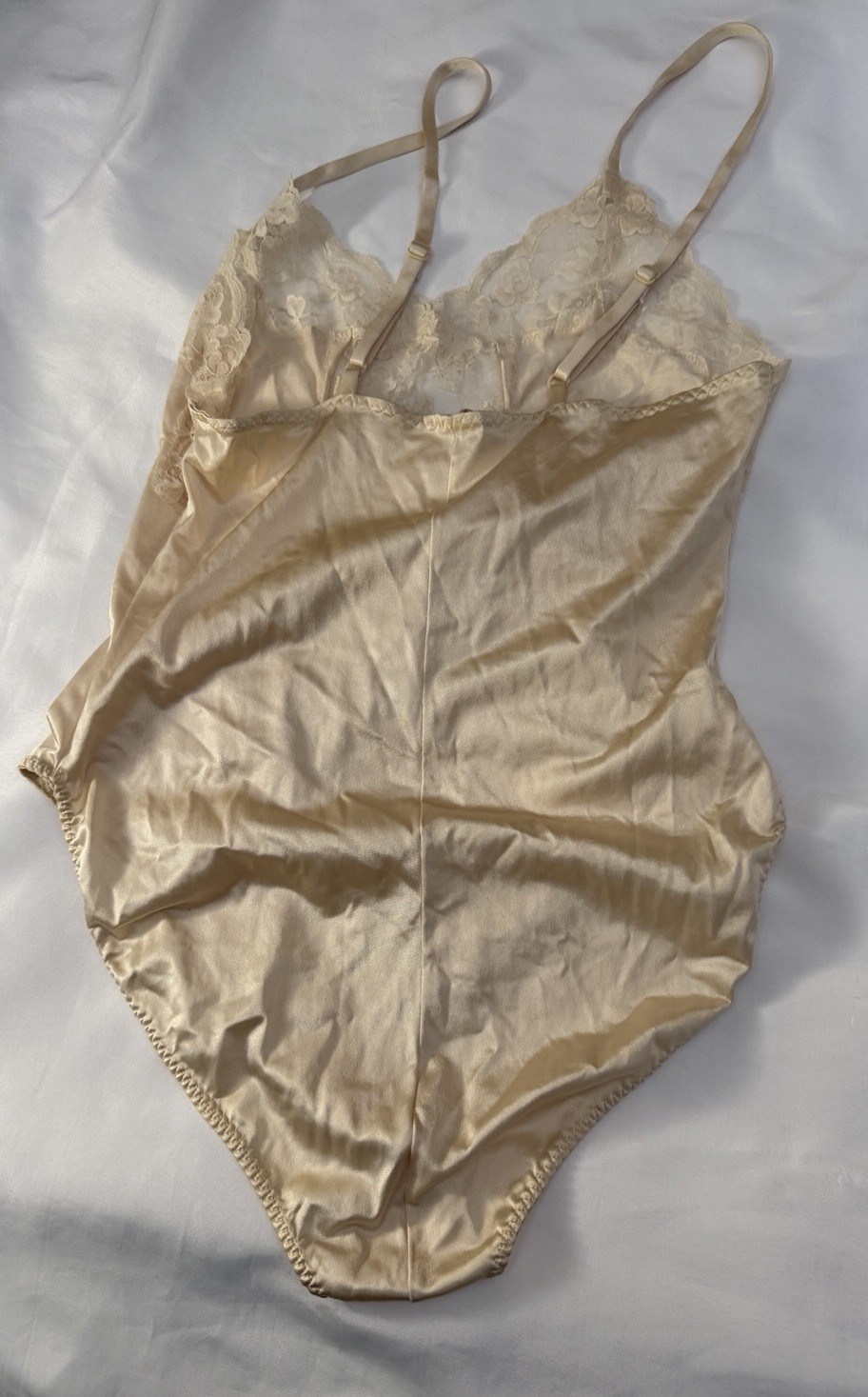 Vintage Bestform Nude Bodysuit Nylon Lace Size 34 Teddy Lingerie Snap Closure